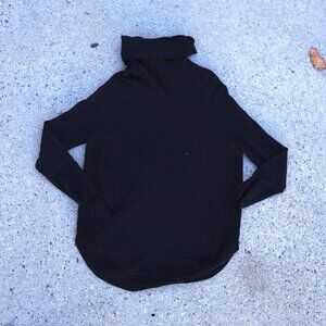 Vila Milano Black Wool Blend Cowl Neck Sweater Minimalist Knit Pockets Winter